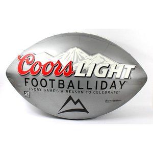 Coors Light Sign Silver Football Double Sided Light Man Cave Hanging Large Big